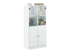 Aparador alto con puertas madera ingeniería blanco 68x37x142 cm