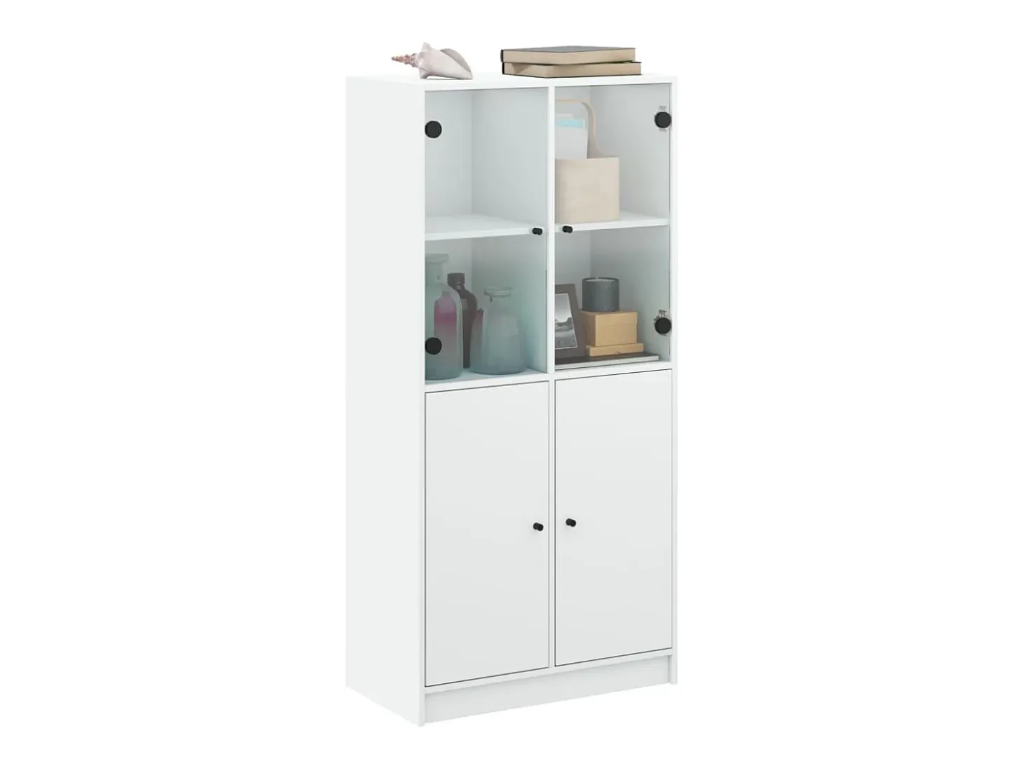 Aparador alto con puertas madera ingeniería blanco 68x37x142 cm