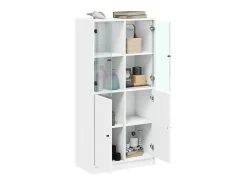Aparador alto con puertas madera ingeniería blanco 68x37x142 cm