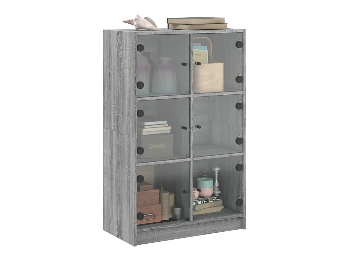 Aparador alto con puertas madera gris Sonoma 68x37x109 cm ES517847