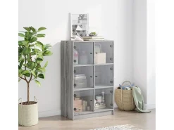 Aparador alto con puertas madera gris Sonoma 68x37x109 cm ES517847