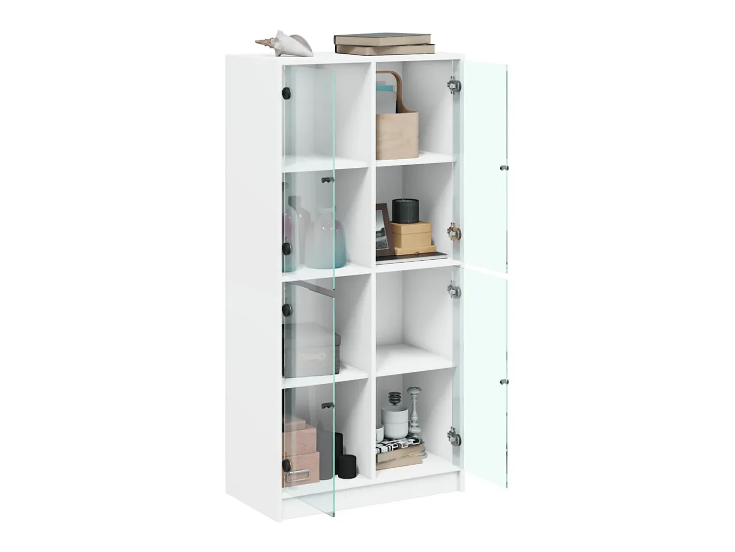 Aparador alto con puertas madera ingeniería blanco 68x37x142 cm