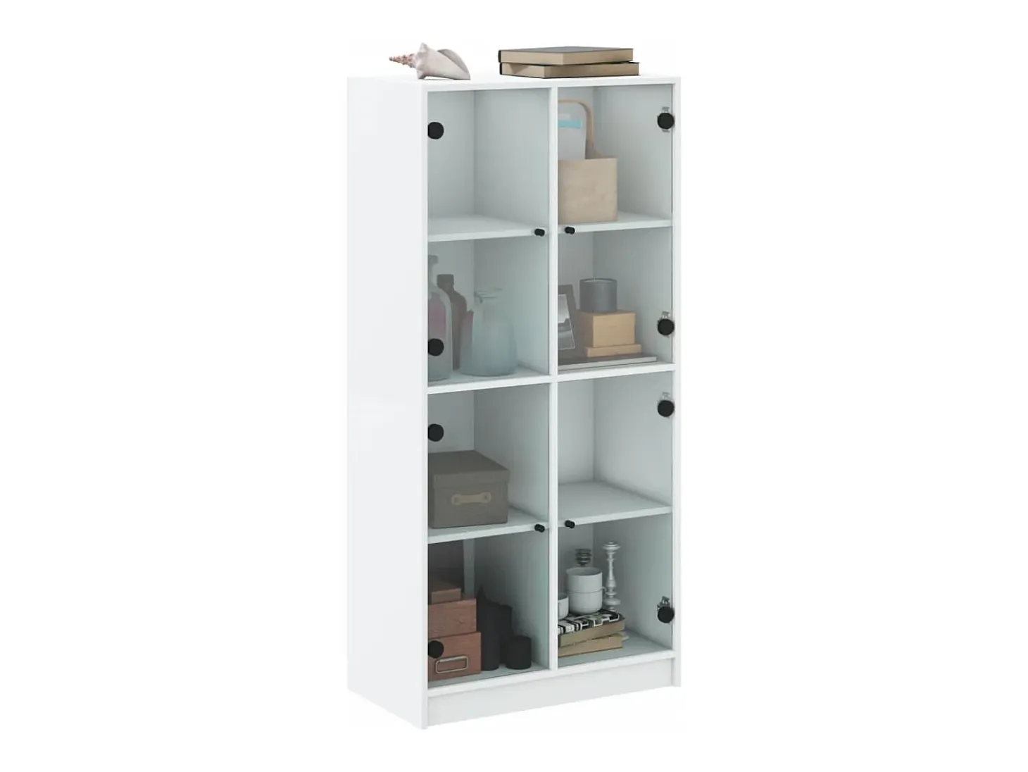 Aparador alto con puertas madera ingeniería blanco 68x37x142 cm