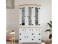 Aparador alto Corona blanco 112x43x196 cm madera maciza de pino mexicano
