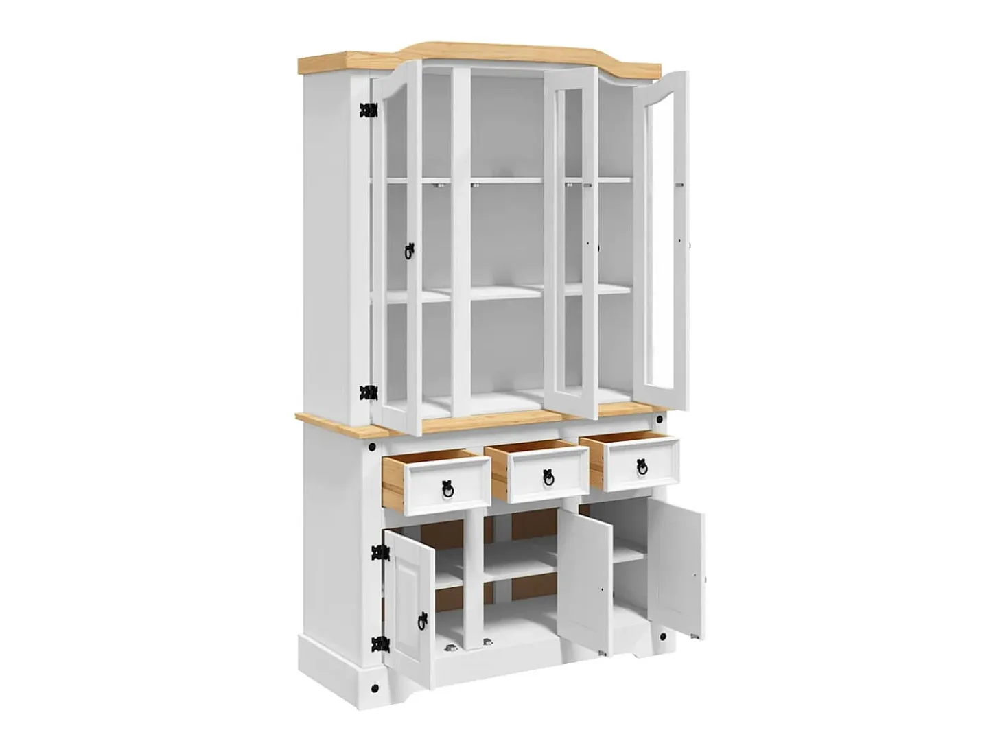Aparador alto Corona blanco 112x43x196 cm madera maciza de pino mexicano