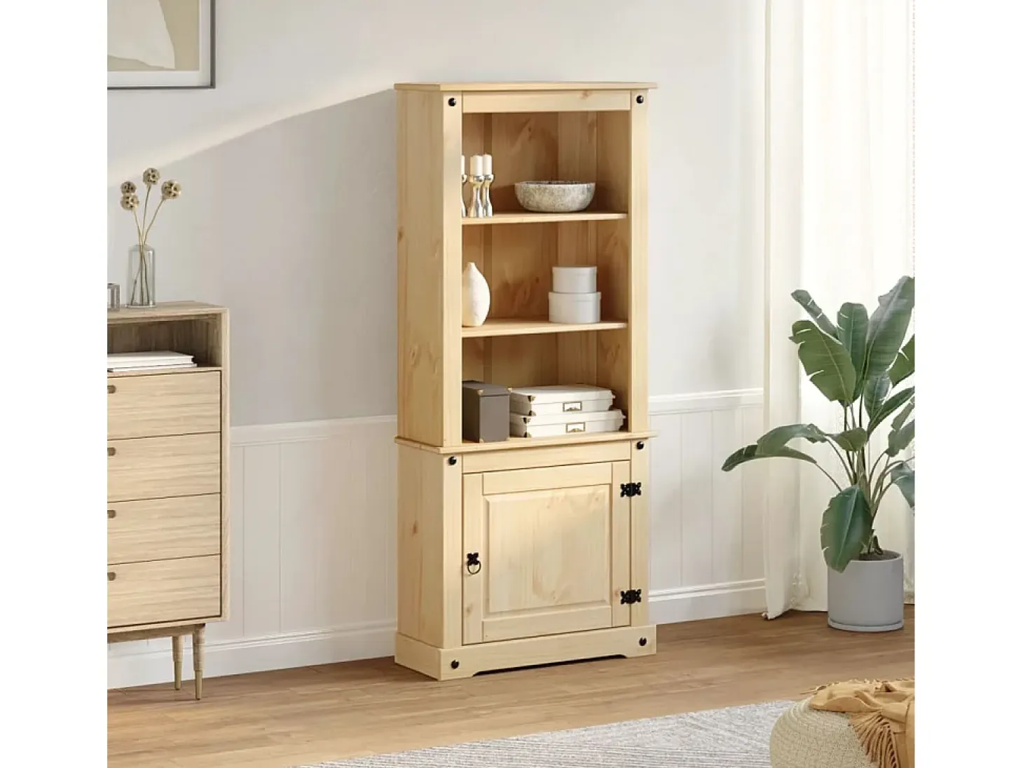 Aparador alto Corona 74x38x170 cm madera maciza de pino