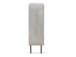Aparador alto de 2 puertas gris patinado blanco de madera maciza de mango