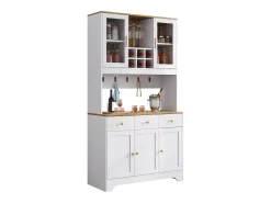 Aparador alto de cocina - 94,5 x 30 x 175,5 cm - con 5 puertas + 3 cajones - MDF - blanco