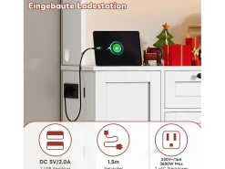 Aparador alto de cocina - 105 x 40 x 180 cm - con cajón + 5 puertas + estantes + LED + enchufes - MDF - blanco