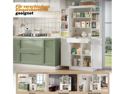 Aparador alto de cocina - 182 x 40 x 75 cm - con 4 puertas + compartimentos de almacenaje + cajón - MDF - blanco