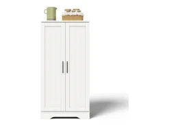 Aparador alto de cocina - 60 x 40 x 120 cm - con LED + 2 puertas con estantes regulables y baldas en la puerta - MDF - blanco