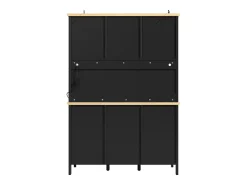 Aparador alto de cocina - 120 x 40 x 179 cm - con LEDs + 4 puertas + 3 cajones + balda - MDF + metal - negro
