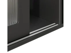 Aparador alto de cocina - 120 x 35 x 167 cm - con estantes regulables + 3 puertas + 1 cajón + LED - MDF + PB - negro