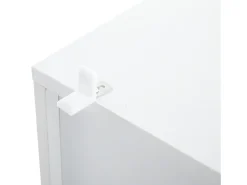 Aparador alto de diseño moderno, MDF, color blanco con acabados brillo, 3 puertas y estantes regulables (130x35x76 cm)