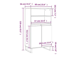 Aparador alto de madera contrachapada gris Sonoma 60x36x110 cm