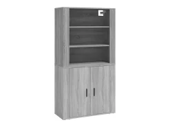 Aparador alto de madera contrachapada gris Sonoma