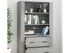 Aparador alto de madera contrachapada gris Sonoma