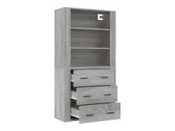 Aparador alto de madera contrachapada gris Sonoma