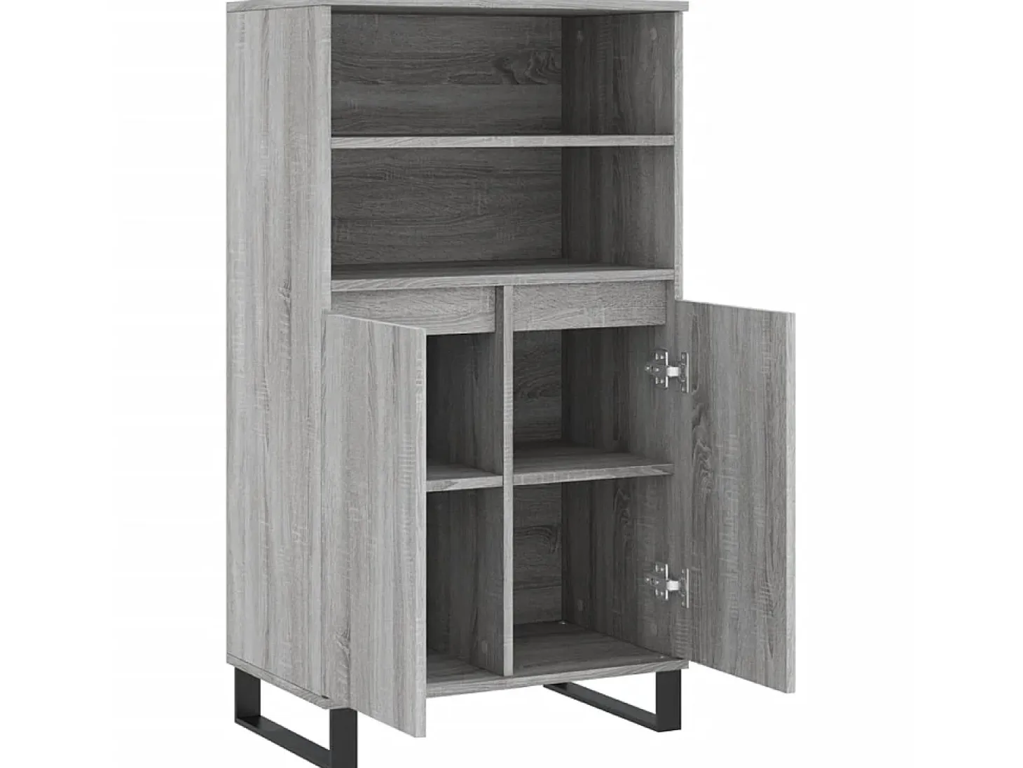 Aparador alto de madera contrachapada gris Sonoma 60x36x110 cm ES35615