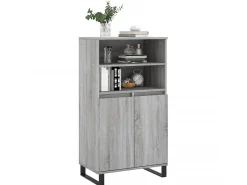 Aparador alto de madera contrachapada gris Sonoma 60x36x110 cm ES35615
