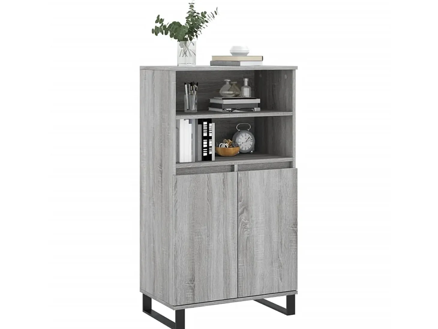 Aparador alto de madera contrachapada gris Sonoma 60x36x110 cm ES35615