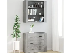 Aparador alto de madera contrachapada gris Sonoma ES45704