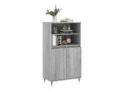 Aparador alto de madera contrachapada gris Sonoma 60x36x110 cm ES27809