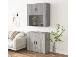 Aparador alto de madera contrachapada gris Sonoma