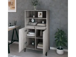Aparador alto de madera contrachapada gris Sonoma 60x36x110 cm