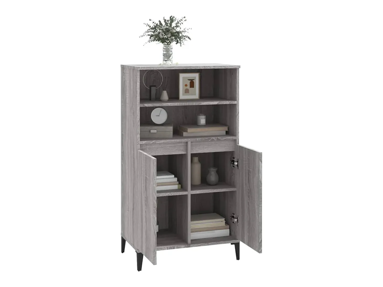 Aparador alto de madera contrachapada gris Sonoma 60x36x110 cm