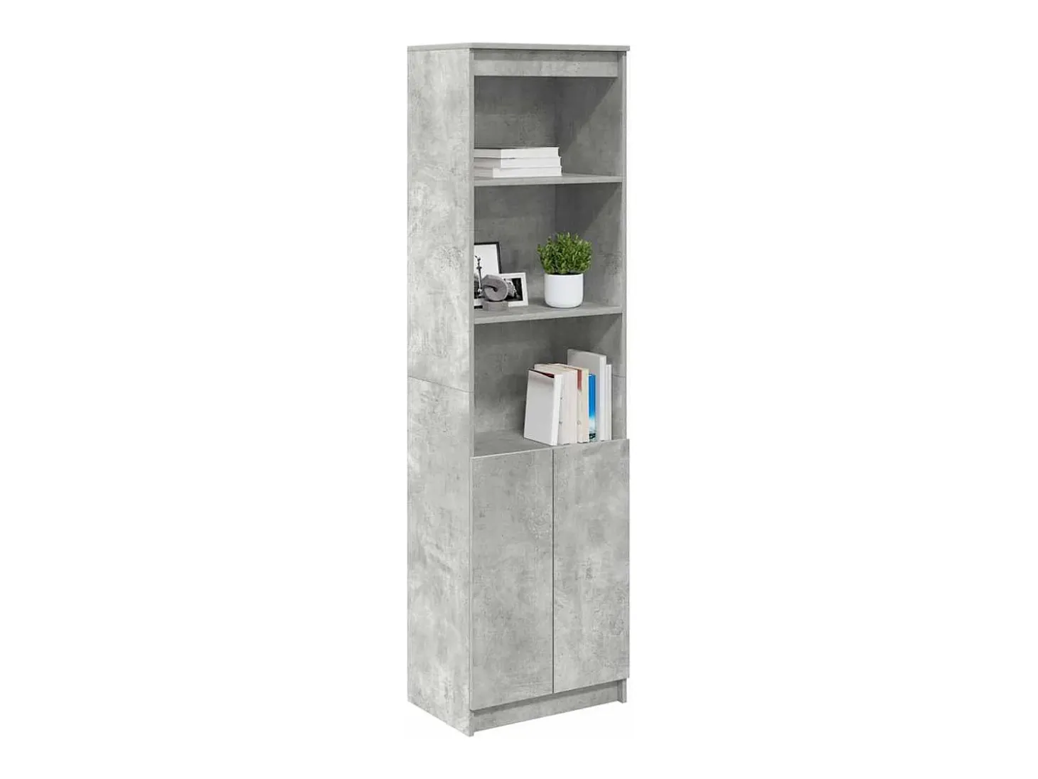 Aparador alto de madera de ingeniería gris hormigón 50x35x180cm