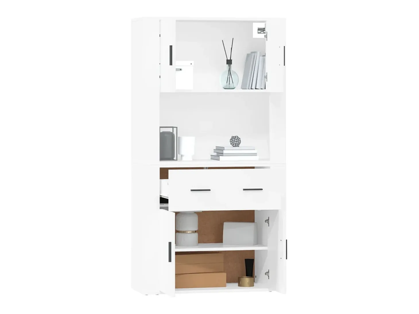Aparador alto de madera de ingeniería blanca