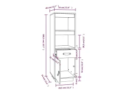 Aparador alto de madera maciza de pino gris 34x40x108,5 cm
