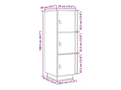 Aparador alto de madera maciza de pino gris 34x40x108,5 cm
