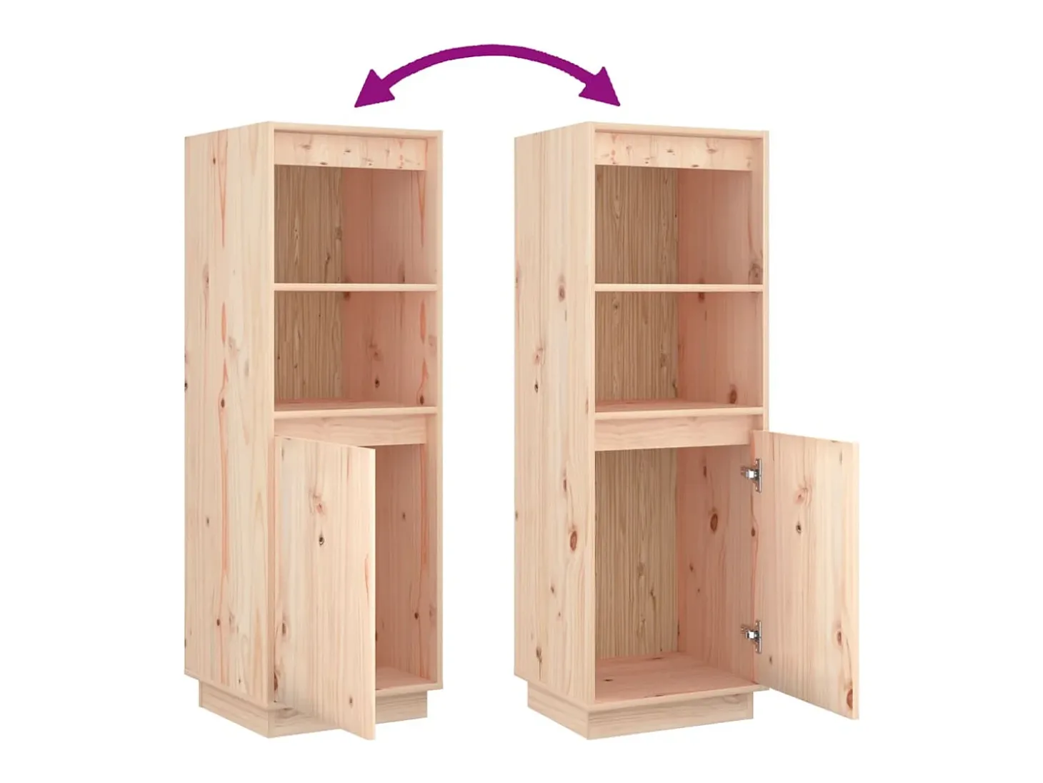 Aparador alto de madera maciza de pino 37x34x110 cm