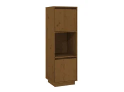 Aparador alto de madera maciza de pino marrón miel 38x35x117 cm ES48108