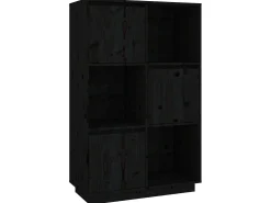 Aparador alto de madera maciza de pino negro 74x35x117 cm ES31979