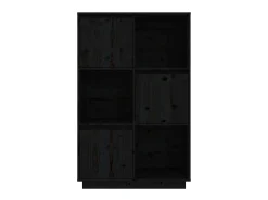 Aparador alto de madera maciza de pino negro 74x35x117 cm ES31979