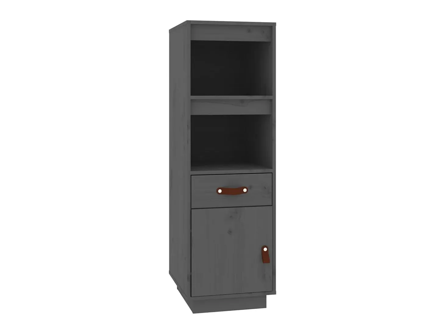 Aparador alto de madera maciza de pino gris 34x40x108,5 cm ES71437