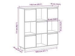 Aparador alto de madera maciza de pino gris 110,5x35x117 cm