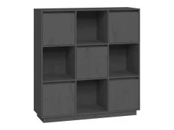 Aparador alto de madera maciza de pino gris 110,5x35x117 cm