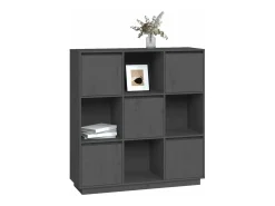 Aparador alto de madera maciza de pino gris 110,5x35x117 cm