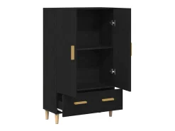 Aparador alto de roble negro, 70 x 31 x 115 cm, fabricado en madera de ingeniería
