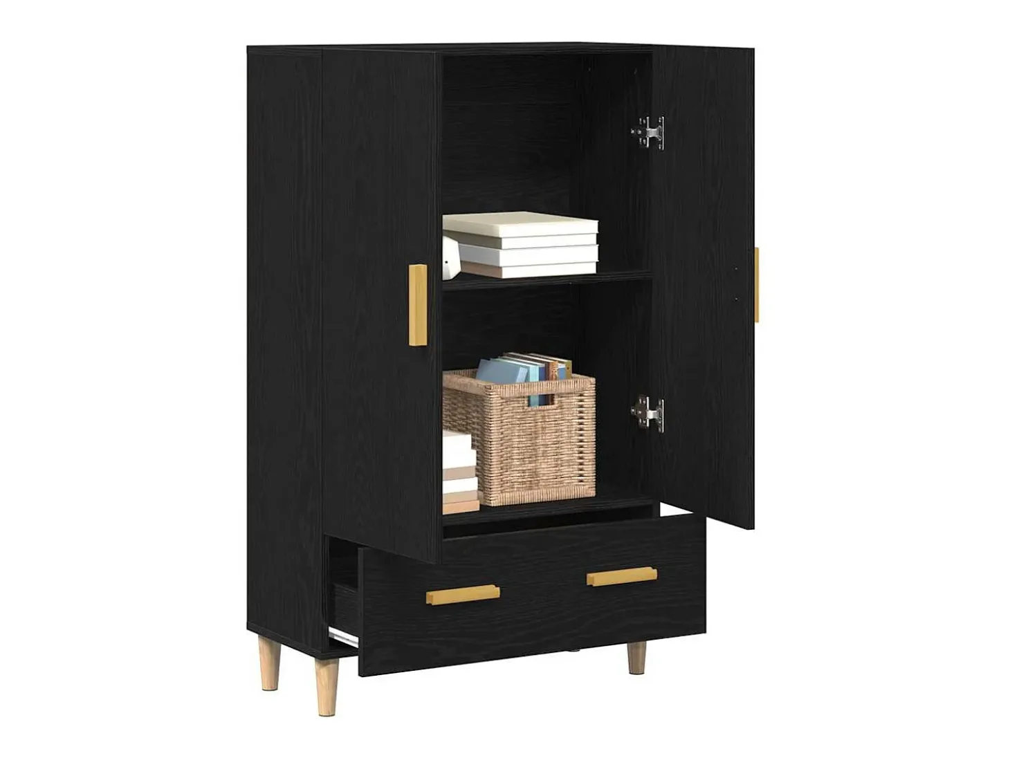 Aparador alto de roble negro, 70 x 31 x 115 cm, fabricado en madera de ingeniería