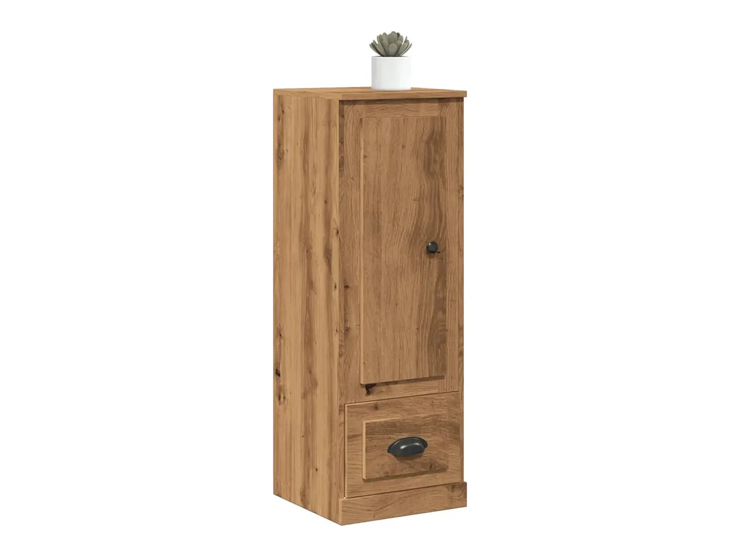 Aparador alto en madera de roble labrada artesanalmente 36x35,5x103,5 cm