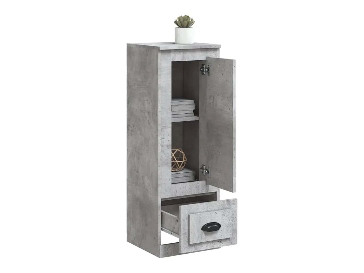 Aparador alto gris hormigón 36x35,5x103,5 cm madera de ingeniería