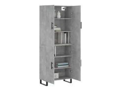 Aparador alto Gris hormigón 69,5x34x180 cm Madera de ingeniería