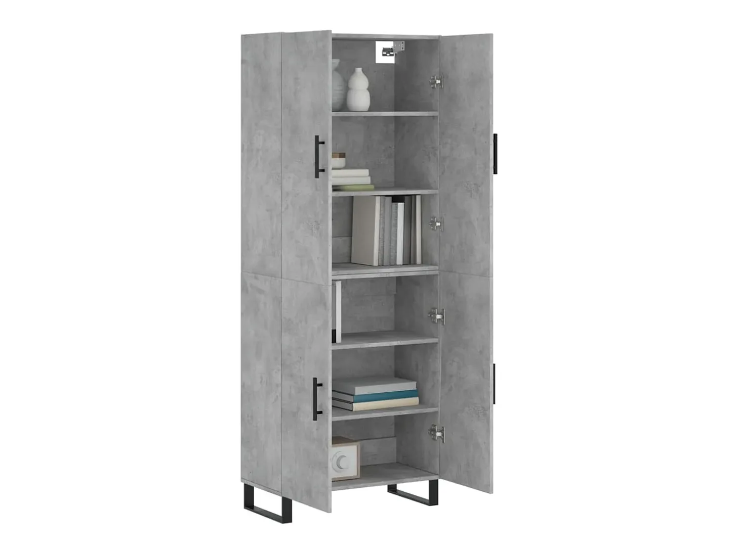 Aparador alto Gris hormigón 69,5x34x180 cm Madera de ingeniería