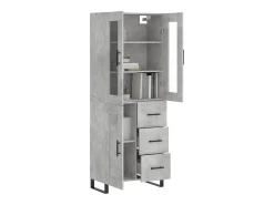 Aparador alto Gris hormigón 69,5x34x180 cm Madera de ingeniería