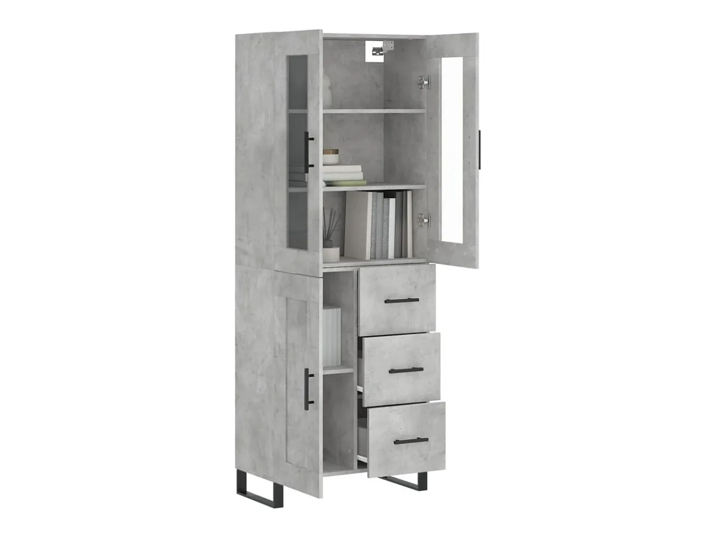 Aparador alto Gris hormigón 69,5x34x180 cm Madera de ingeniería